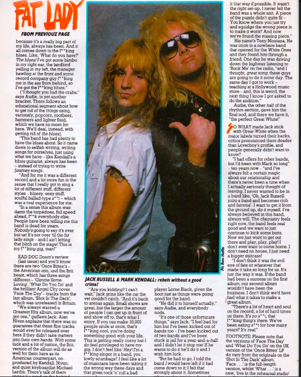 gwcomforts's tweet photo. full article; kerrang nov 1987
via kerrang_classic_magazine on ig

#greatwhite #greatwhiteband #jackrussell #markkendall https://t.co/oghWDdVl5s