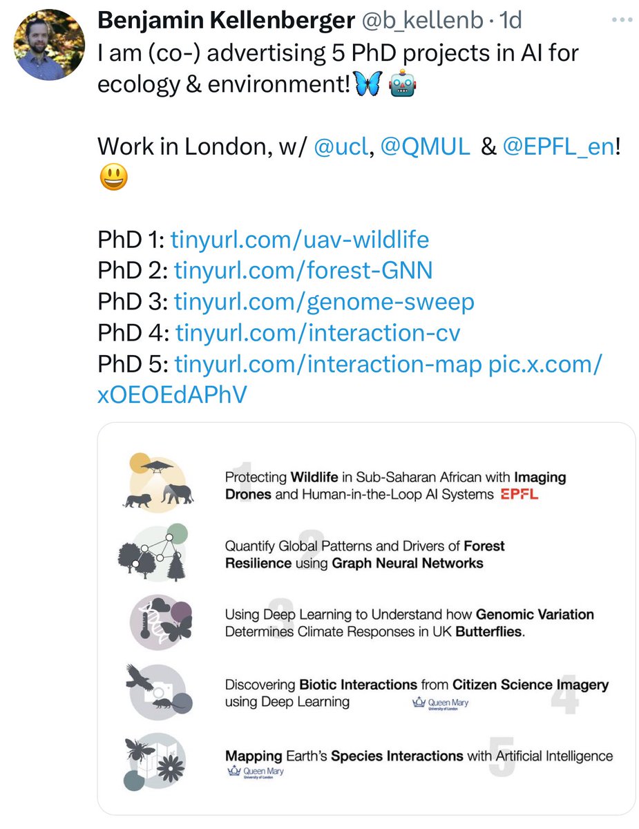 5 PhD projects in AI for ecology and environment. Apply if you’re interested in these area of research.