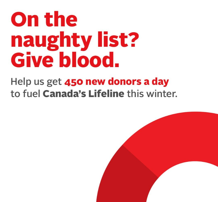 Donate blood this holiday season!

Book now at blood.ca