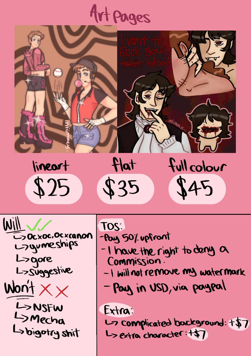 intiimacy_'s tweet image. hello I finally updated my commission sheet!! if any of y'all have questions, feel free to dm me! RTs are greatly appreciated!!