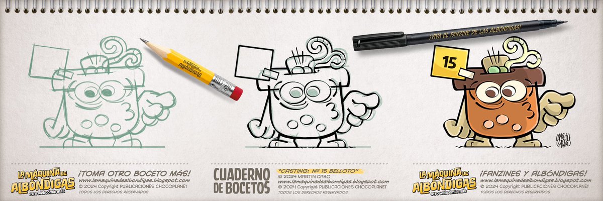 ¡TODOS! quieren ser ¡PERSONAJES! del #fanzine de <a href="/comicALBONDIGAS/">La Máquina de Albóndigas</a>. Pero antes deben pasar por nuestro “CASTING” para ser uno de ellos. Descubre a ¡TODOS! ellos bajo el lápiz de <a href="/Martin_Cabo/">Martin Cabo</a>, como este aspirante N15 “BELLOTO” y ¡PÁSATE A LA ALBÓNDIGA!
#lamaquinadealbondigas #comic