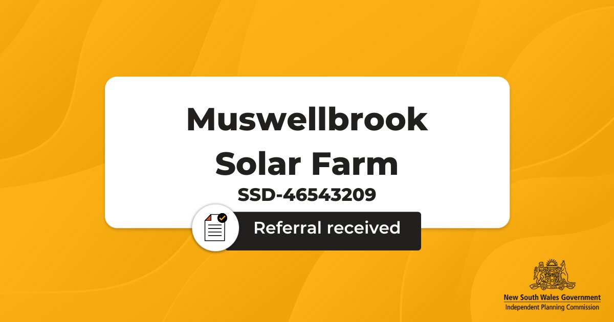 #IPCNEWS The Commission has received a referral to determine the Muswellbrook Solar Farm SSD-46543209: ipcn.nsw.gov.au/cases/2024/12/…