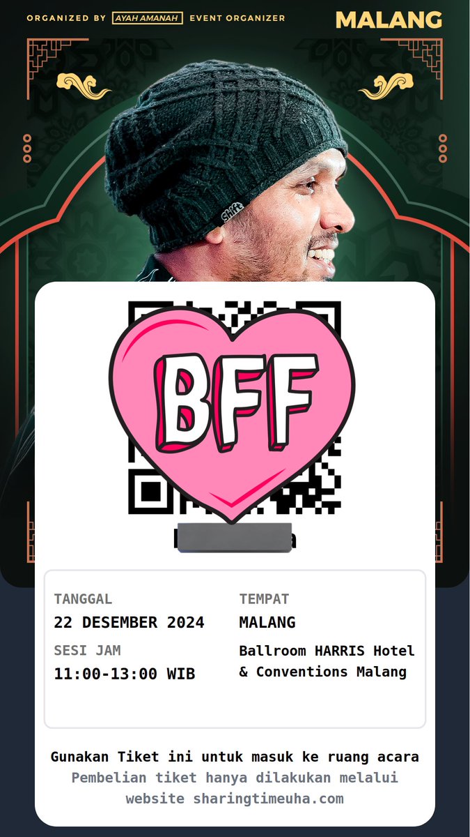 WTS WTS 1 tiket kajian hanan attaki. MALANG, 22 desember 2024. sesi siang jam 11.00

dijual karena 1 temenku gajadi dateng.