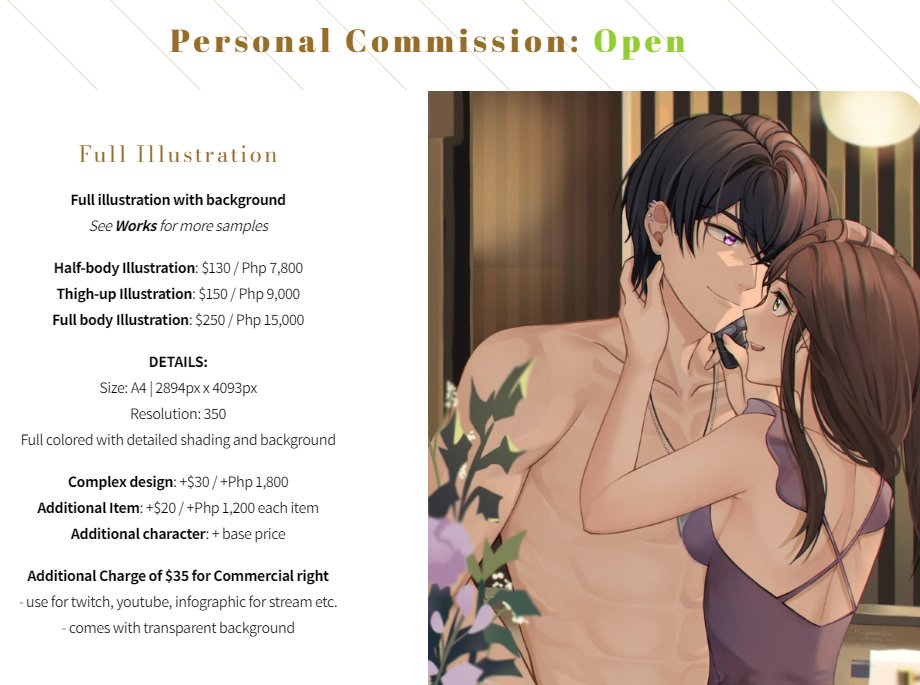 Opening only 1 slot for this~
if anyone is interested, kindly DM me 🙏🤍

more info: kiyasuriin.carrd.co/#commishlist

Thank you thank you so much!!