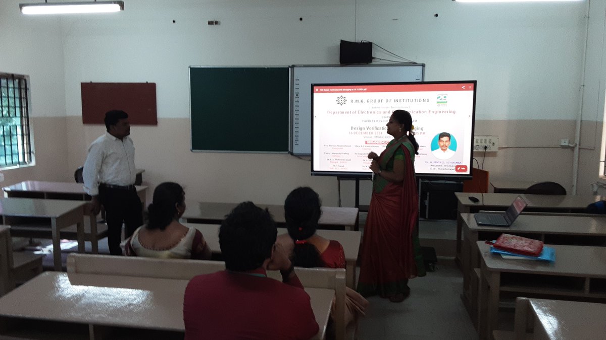 EceRmkec's tweet photo. Department of ECE organized a FDP on "Design Verification and Debugging", with an eminent resource person,"Dr.M.Senthil Sivakumar, Assistant Professor, IIIT, Tiruchirappalli, wherein valuable insights were shared to the faculty members on 16th December 2024. https://t.co/b2j2v5oucL