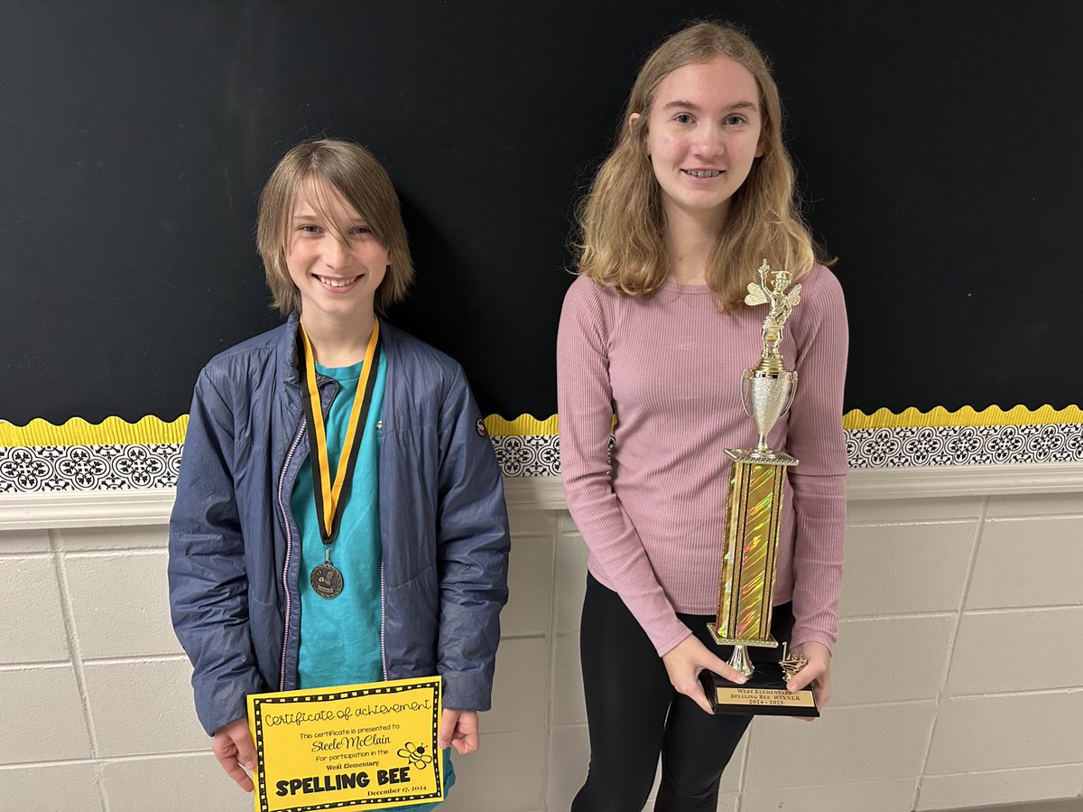 Mrs. Hollingsworth (@mrshworth3) on Twitter photo WES Spelling Bee 2024: Let me brag on these two splendid 6th Grade spellers! Way to go! 🙌🏼 <a href="/wescullman/">West Elementary</a> <a href="/ScrippsBee/">Scripps National Spelling Bee</a> #weststory #SpellingBee WES Spelling Bee 2024: Let me brag on these two splendid 6th Grade spellers! Way to go! 🙌🏼 <a href="/wescullman/">West Elementary</a> <a href="/ScrippsBee/">Scripps National Spelling Bee</a> #weststory #SpellingBee