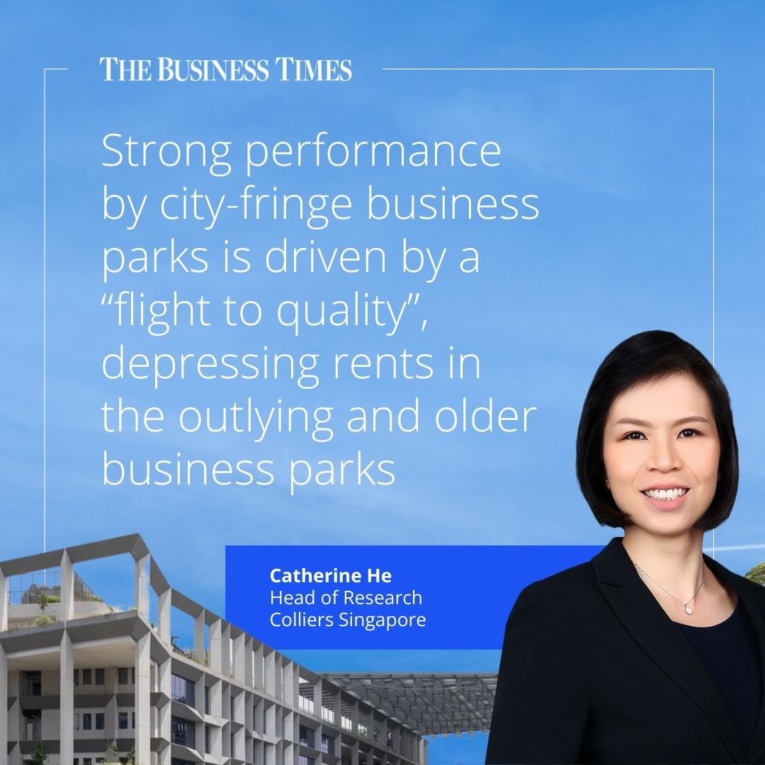 Catherine He, Head of Research at Colliers Singapore, shared how business park tenants are in a much better bargaining position with multiple options at their disposal.
 
Read the complete article here: ow.ly/ebRI50UtS1W