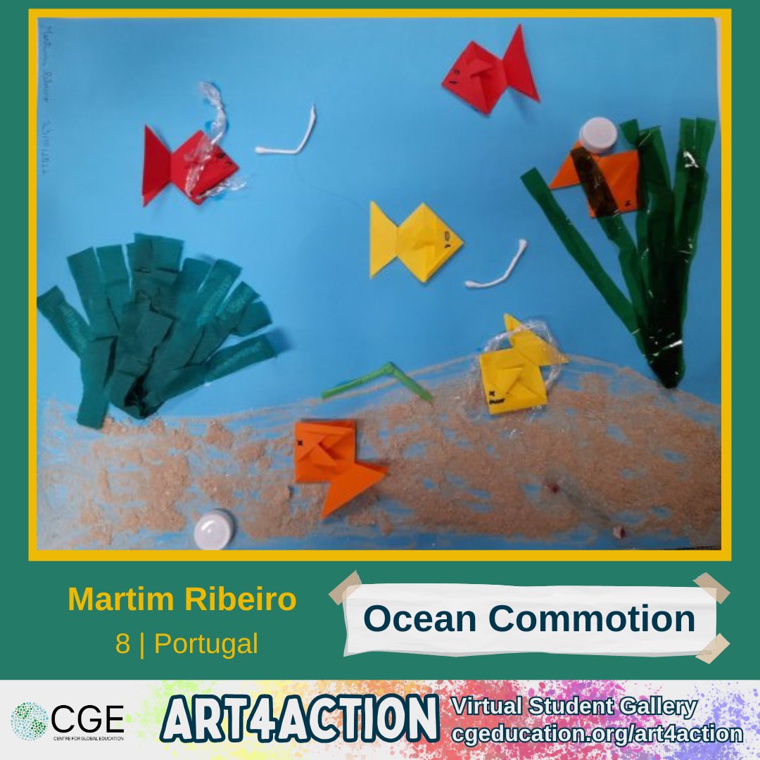 cgeducation's tweet photo. Art4Action Highlight 🎨
Ocean Commotion
“This collage shows one serious problem: ocean pollution.”
Martim Ribeiro | 8 | Portugal
Visit https://t.co/XQF1fuG6s4 to submit your art to be displayed at United Nations Climate and Biodiversity Conferences https://t.co/Xa10f81bfp