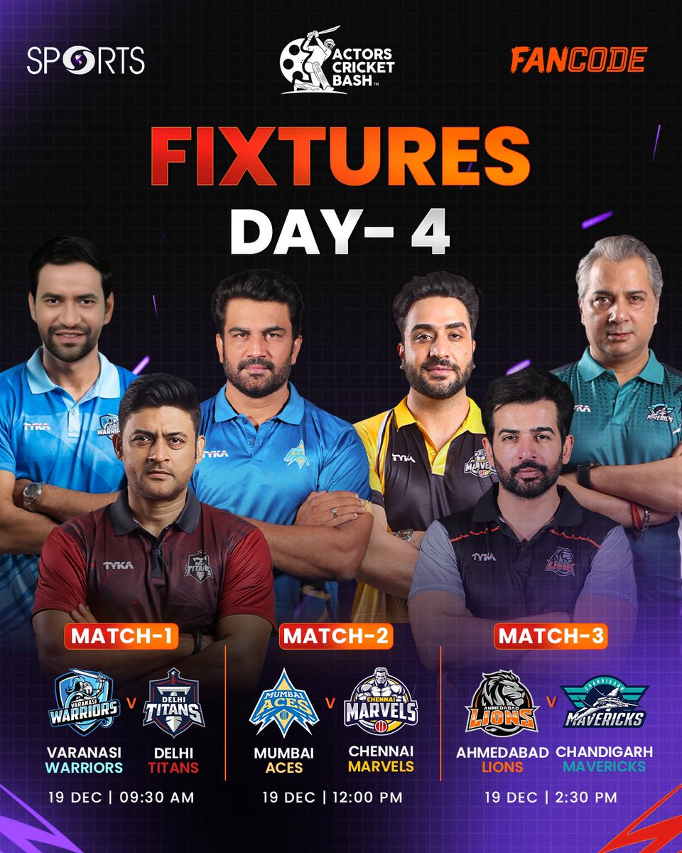 TeamFahmaanKhan's tweet image. Stay Tuned...#DelhiTitans Vs #VaranasiWarriors at 9.30 am today.
Watch on DDSports or #FanCode
#ACB24
#ReelActorsRealCricket
#FahmaanKhan
#Fahmaanians