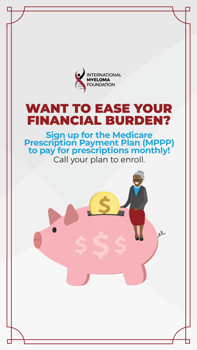 IMFmyeloma's tweet image. Sign up for the Medicare Prescription Payment Plan (MPPP) to pay for prescriptions monthly! Call your plan to enroll. #MedicareOptions #Myeloma  medicare.gov/prescription-p…