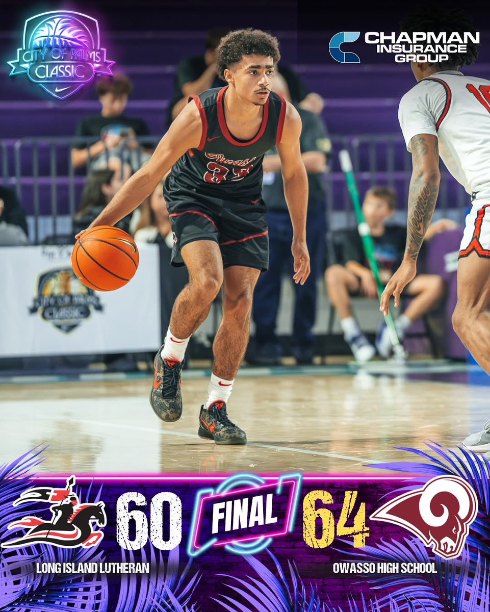 GAME 1 FINAL:

<a href="/Ram_Basketball/">Owasso Rams Basketball</a> knocks the number two seed out of the championship bracket, as Owasso defeats Long Island Lutheran, 64-60!