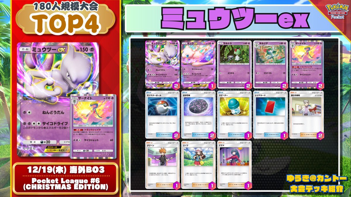 🌏 #ポケポケ 海外大会結果 🌏 準優勝にセレビィexとミュウexのみの