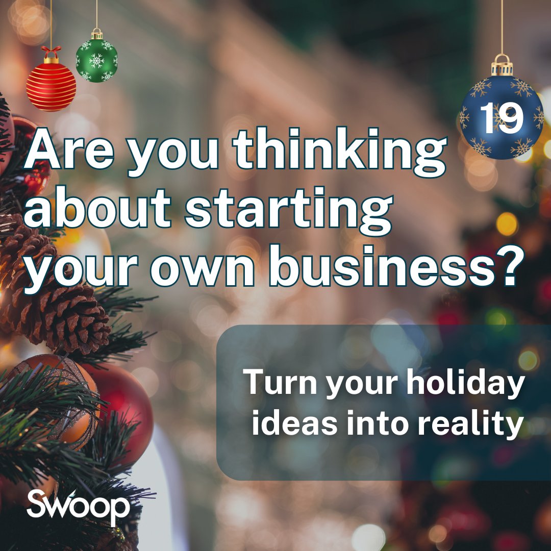 Got an idea this holiday season? Turn it into reality and start your business in 2025! Whether you're looking for inspiration or funding, we’ve got the tools to help you take the next step. 🌟

Explore funding options here: bit.ly/3DmDnCg 

#Swoop #NewYearNewBusiness