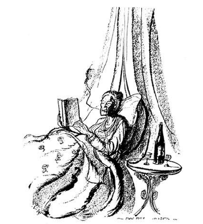 SketchesbyBoze's tweet photo. reading an old children’s book that describes a “wicked old woman,” propped up by pillows, “reading a sprightly story, at which she was laughing. Beside her was a bottle of champagne; she sipped a glass from time to time,” and if that isn’t life goals. https://t.co/iyok1vzl0k