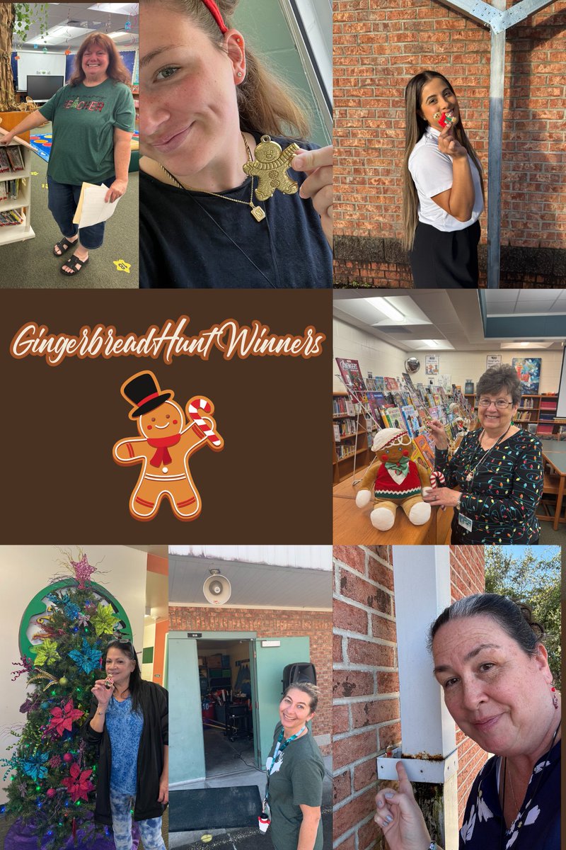 Spirit Elementary Staff and Teachers went on a Gingerbread Hunt and had the time of their lives!! 12 gingerbread men were hidden around campus and here are some of our winning hunters!  The hunt is not over...2 more days to go!