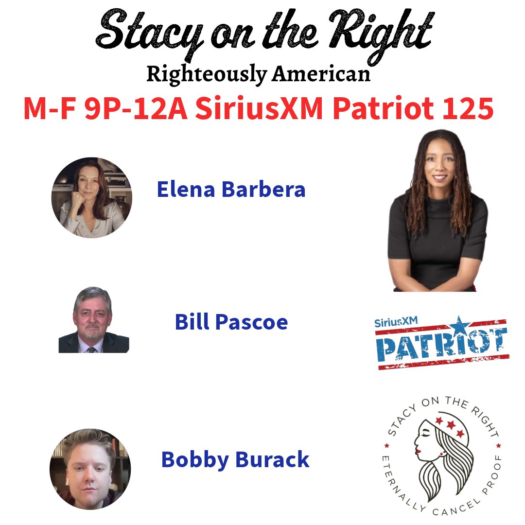 SiriusXM Patriot (@siriusxmpatriot) on Twitter photo Tonight On <a href="/StacyOnTheRight/">Stacy Washington</a> 9pm-12am ET Wed 12/18
9:20pm <a href="/TheBasedMother/">The Based Mother (née Elena)</a>
10:00pm <a href="/wpascoe/">Bill Pascoe</a>
11:00pm <a href="/burackbobby_/">Bobby Burack</a>
Tonight's Opening Verse: Ephesians 4:1-6
Call In Now: 866-957-2874
sxm.app.link/Patriot
sxm.app.link/StacyOnTheRight
#SOTR #RighteouslyAmerican Tonight On <a href="/StacyOnTheRight/">Stacy Washington</a> 9pm-12am ET Wed 12/18
9:20pm <a href="/TheBasedMother/">The Based Mother (née Elena)</a>
10:00pm <a href="/wpascoe/">Bill Pascoe</a>
11:00pm <a href="/burackbobby_/">Bobby Burack</a>
Tonight's Opening Verse: Ephesians 4:1-6
Call In Now: 866-957-2874
sxm.app.link/Patriot
sxm.app.link/StacyOnTheRight
#SOTR #RighteouslyAmerican