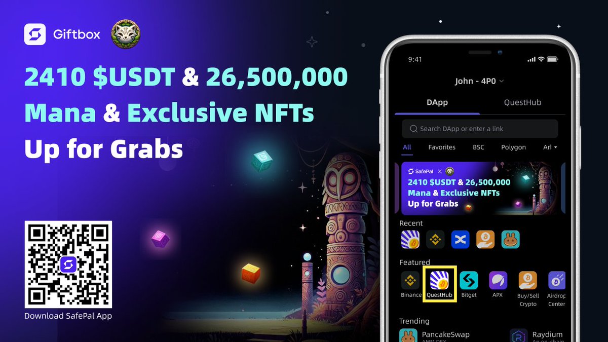 iSafePal's tweet image. 🚀Enjoy the Adventure with @isafepal @totemancer Giftbox🎉
🔥2,410 $USDT Reward Pool
🎁26,500,000 Mana & Exclusive NFTs
📆Dec.19 - Dec.25, 2024 9 AM UTC
📚blog.safepal.com/totemancer-gif…
📱DL App: safepal.com/download
#SFP #Totemancer