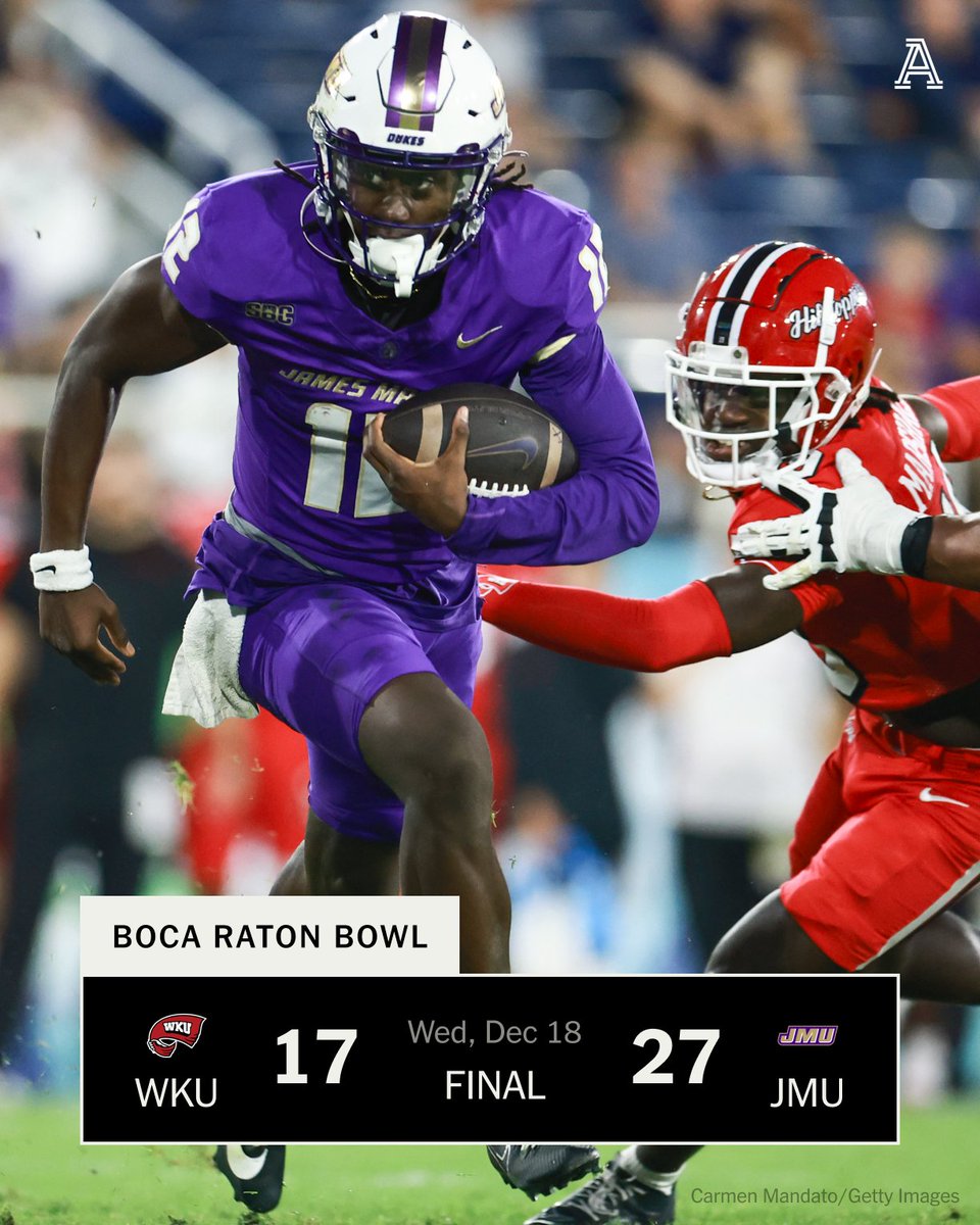 TheAthleticCFB's tweet photo. First-ever FBS bowl win for @JMUFootball ✅ https://t.co/JUZnnZ5nAc