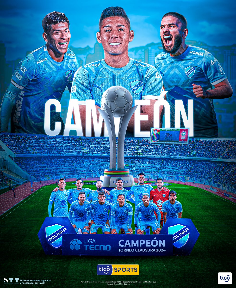 TigoSportsBol's tweet photo. ¡BOLÍVAR CAMPEÓN! 🏆
La ‘Academia’ superó a Oriente Petrolero por 1-4 y se consagró como el mejor equipo de la Liga Tecno. 🔥

⚽️⚽️⚽️Un triplete de Gomes, el primero de su carrera, encaminó el triunfo del equipo paceño, que amplió su diferencia con una anotación de Velasquez. https://t.co/i2vKkhNNtR