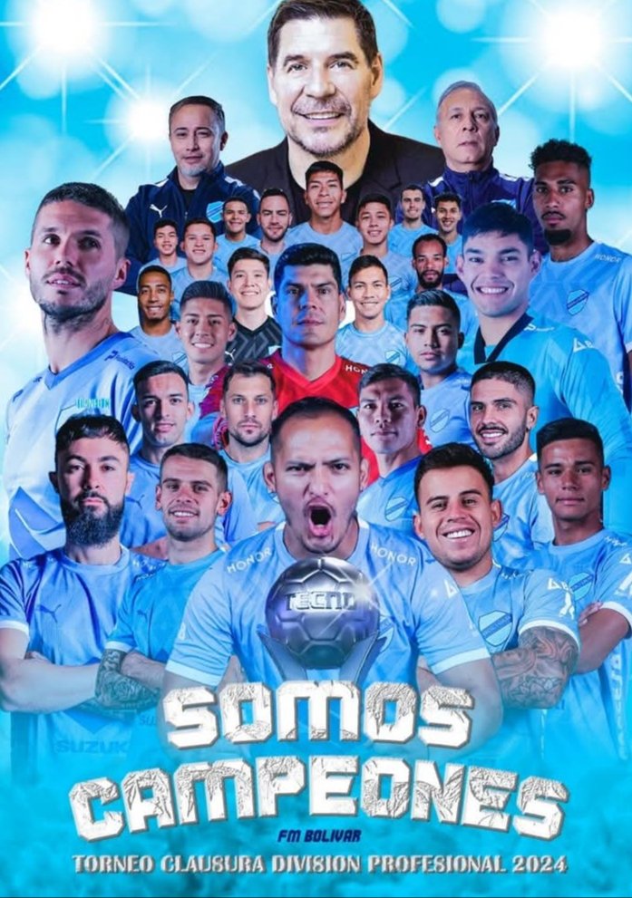 CoraBolivarista's tweet photo. BOLÍVAR CAMPEÓN!!!! 
#OrientePetrolero 1️⃣ - 4️⃣ #Bolívar
🏟️ #TahuichiAguilera
🏆 #LigaTecno #DivisiónProfesional 🇧🇴
#CorazonBolivarista 🩵 https://t.co/R7NZf2YaLe
