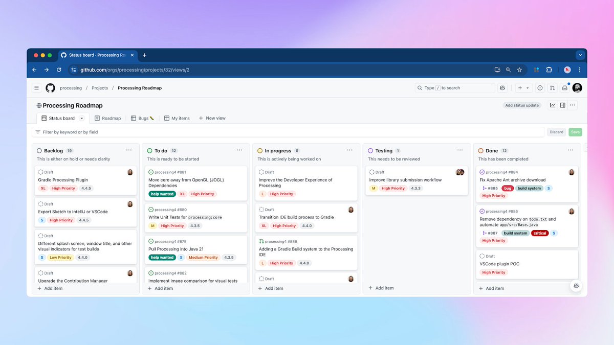 ProcessingOrg's tweet image. We’re thrilled to share that Processing 4.3.1 is now available!💙 This version makes Processing easier to maintain and release. We recommend updating for the best support 🔗 Learn more: bit.ly/41zZwqT and donate to our annual fundraiser: donorbox.org/building-toget…