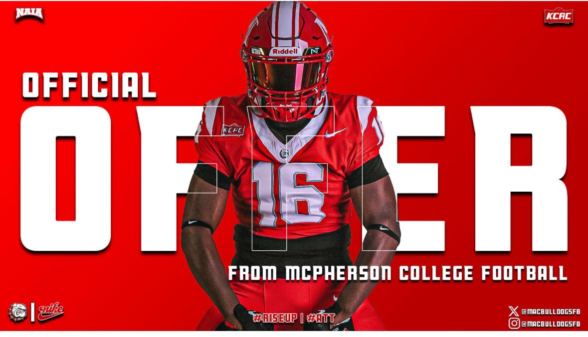 Aden Cardona (@cardonaaden) on Twitter photo I have been blessed to receive my first official offer from <a href="/MACBulldogsFB/">McPherson Football</a>
Thank you so much for the opportunity!
<a href="/DCCOUGARS/">Dickson County High School Athletics</a> <a href="/DCcougarsfb/">Dickson County Football</a>
<a href="/JamesWilhoit25/">James Wilhoit</a> <a href="/JoshPisik/">Coach Pisik</a> I have been blessed to receive my first official offer from <a href="/MACBulldogsFB/">McPherson Football</a>
Thank you so much for the opportunity!
<a href="/DCCOUGARS/">Dickson County High School Athletics</a> <a href="/DCcougarsfb/">Dickson County Football</a>
<a href="/JamesWilhoit25/">James Wilhoit</a> <a href="/JoshPisik/">Coach Pisik</a>