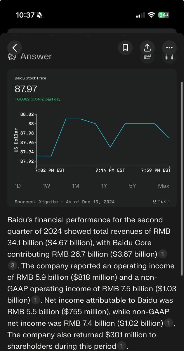 Vignesh_rav's tweet photo. @AravSrinivas For instance this would be better if done on Perplexity. Financials are the only reason I goto Yahoo or Google anymore, majority is Perplexity for me.🤘🏽🤘🏽 https://t.co/6iGv3T4fSe