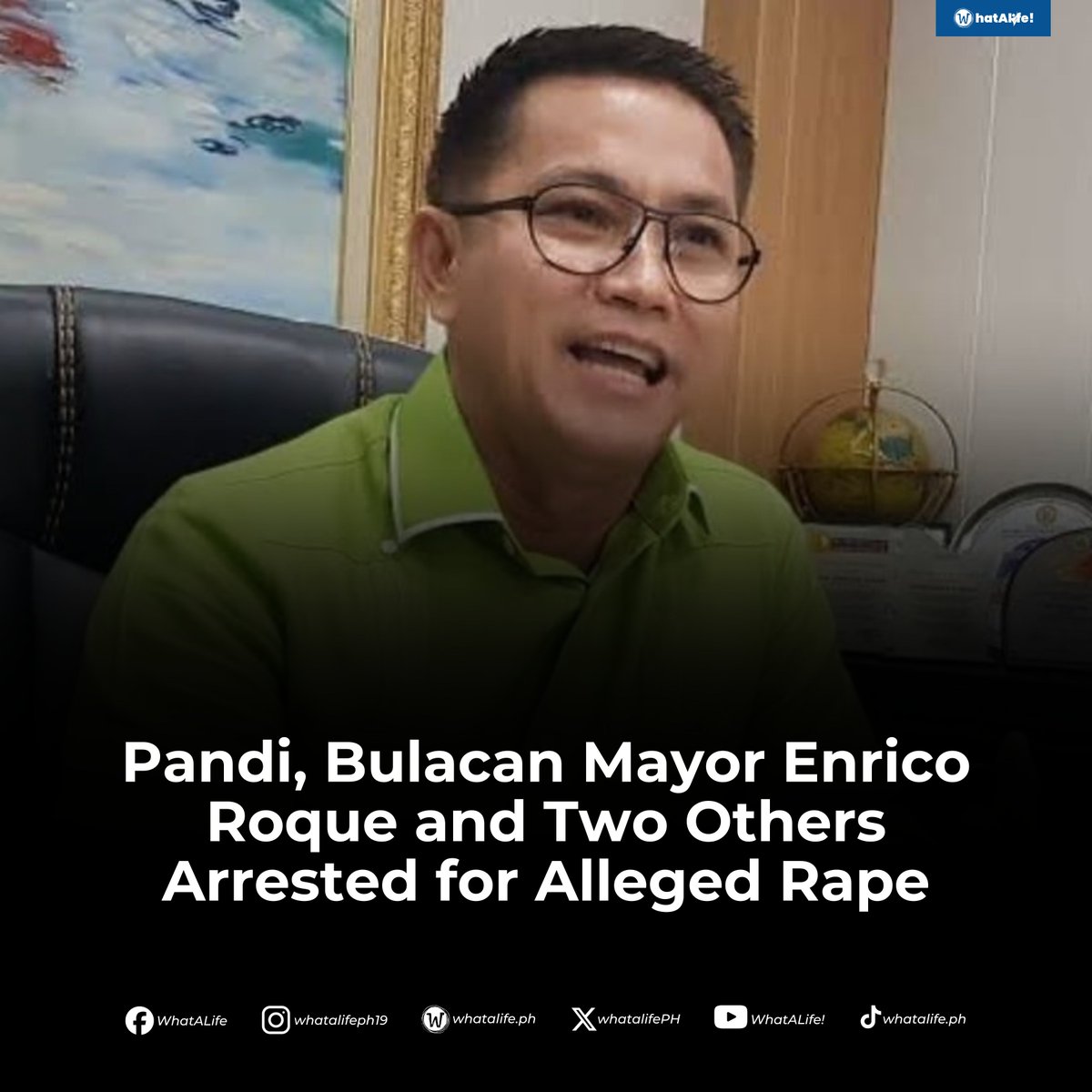 Pandi, Bulacan Mayor Enrico Roque and two officials arrested for alleged rape charges. The arrest took place at a waterpark in Pandi, Bulacan, according to the Northern Police District.

READ full details here: whatalife.ph/pandi-bulacan-…

#Bulacan #enricoroque