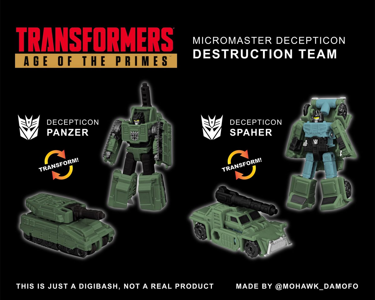 Mohawk_DaMofo's tweet photo. Transformers AOTP Micromaster Destruction Team!!!
Inspired by United EX Combatmaster's drone (redeco of PCC Bombshock's Combaticon drone)
#Transformers #ใใฉใณในใใฉใผใใผ #Decepticon #Micromaster #Digibash #Maccadam https://t.co/dTyQ0RrSIV