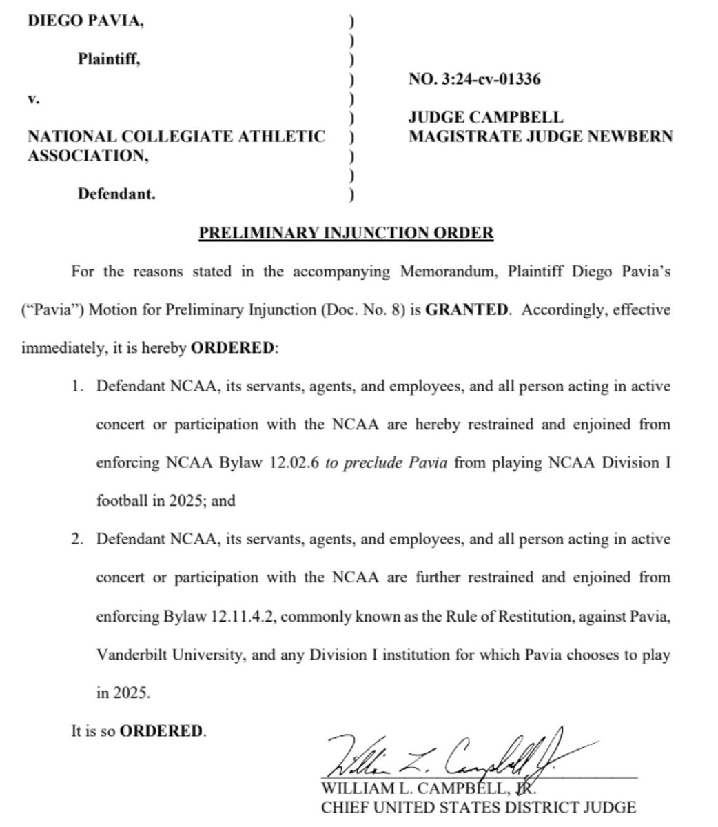 A U.S. District Court has granted a preliminary injunction allowing JUCO athletes to retain all 4 years of NCAA eligibility, even if they play 2 years at the JUCO level. While the ruling is not final, it’s a game changer for College Sports!