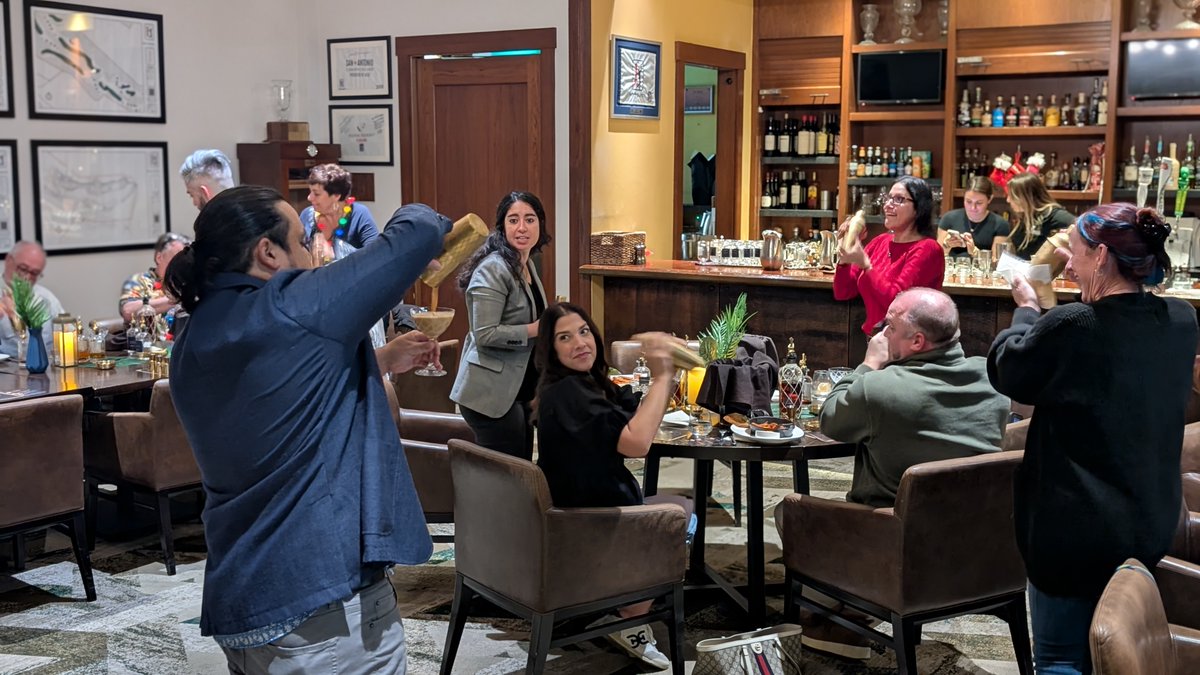 TPCSanAntonio's tweet image. What better way to kick off the Christmas countdown than a cocktail-making class with Brugal Rum! 🍹🎄 Huge thanks to the amazing team for a fantastic evening filled with delicious drinks, great food, and lots of fun with friends! 🎉 #BrugalRum #HolidayCheers #ChristmasFun