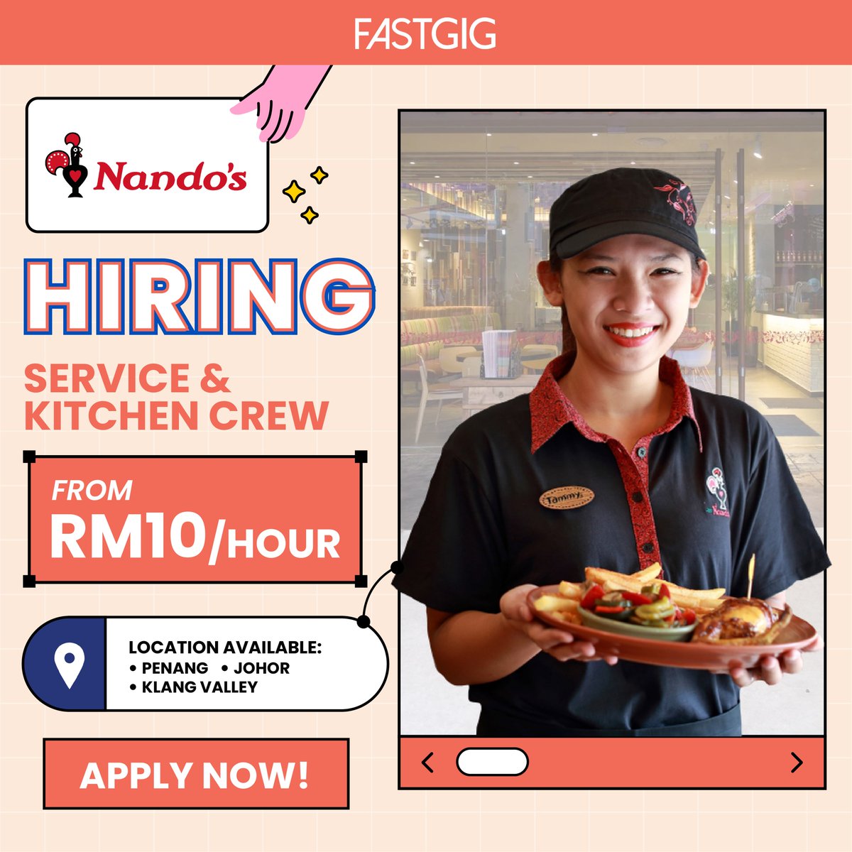 FastGigMY's tweet photo. 1. Nandos I Service Crew &amp; Kitchen Crew
2. https://t.co/grVqAPE4rA I Warehouse Assistant
3. Isetan I Service Crew, Kitchen Helper, Dish Washer &amp; Hall Service
4. Mydin I Cashier
5. A&amp;W I Kitchen Crew

Download FastGig App and Apply now! 
https://t.co/j85F2ll9gD  

#fastgig https://t.co/6ybW1r9WZC