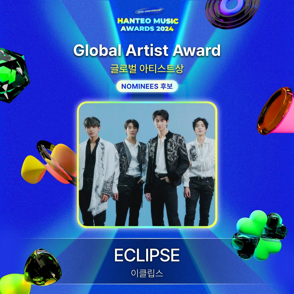 #32주년한터뮤직어워즈2024
#32NDHANTEOMUSICAWARDS2024

📢후보자 공개 Nominees Announcement
🏆글로벌 아티스트상 / Global Artist Award

#ECLIPSE #이클립스

🗓️Round 1 : 12/23 12PM ~ 12/29 12PM (KST)
📌 bit.ly/4gIijok 
🎫 bit.ly/3VgM2fH