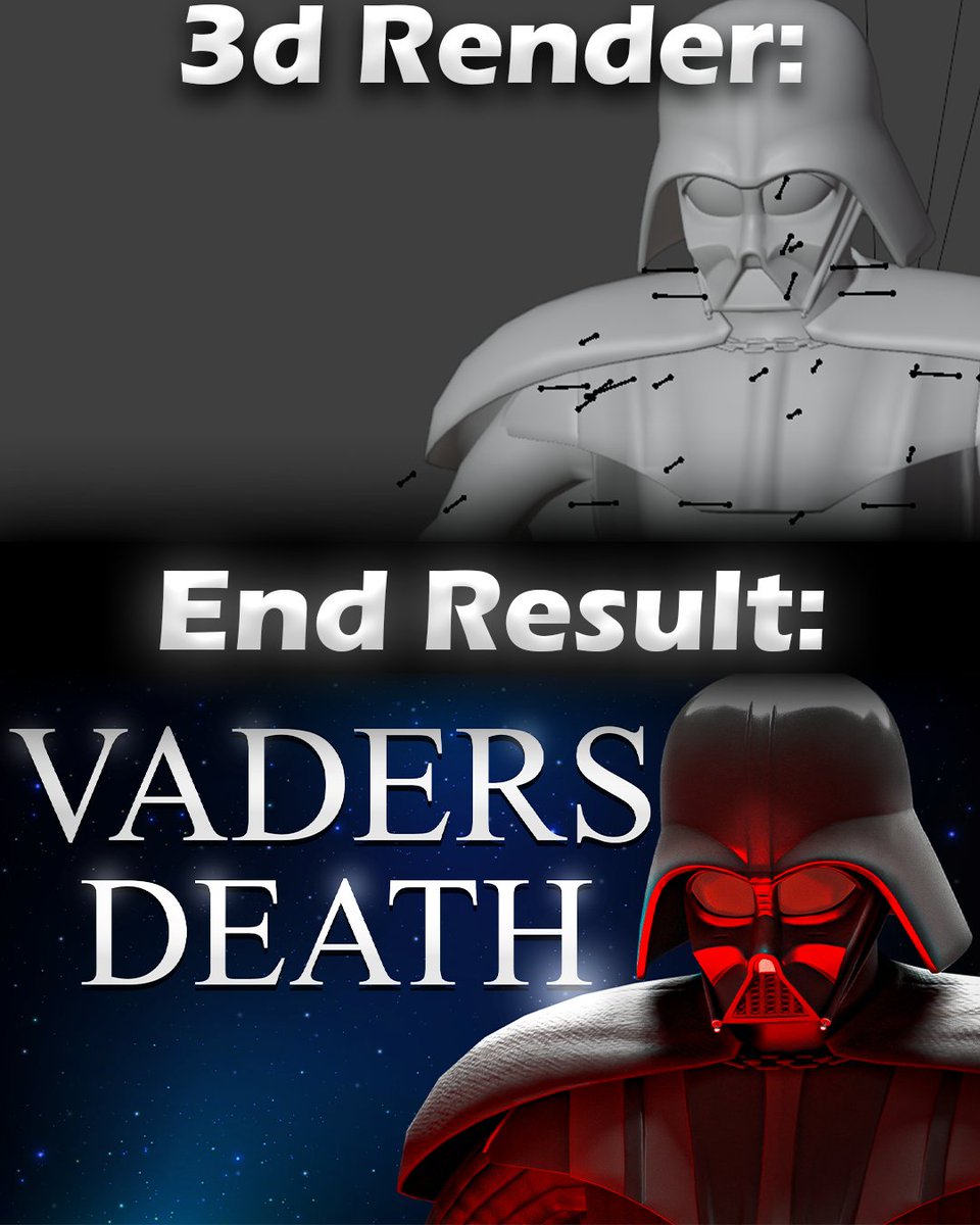 Here is a before and after on a #thumbnail that we worked on for a fan-made Star Wars Channel.  

In the Thumbnail we worked on: 

- 3d model in Blender (provided by client)  

-Adding text, and effects to make everything POP in Photoshop  

#thumbnaildesigner #beforeandafter