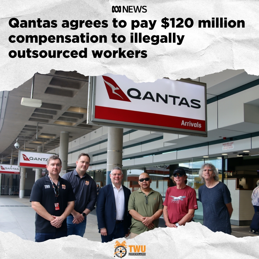 After a four-year court battle, justice is on the horizon for 1800 illegally sacked Qantas workers, with an agreement to pay $120 million into a compensation fund.

Director of Organising Josh Millroy and former Qantas workers joined <a href="/MurrayWatt/">Senator Murray Watt</a> at Brisbane Airport yesterday.