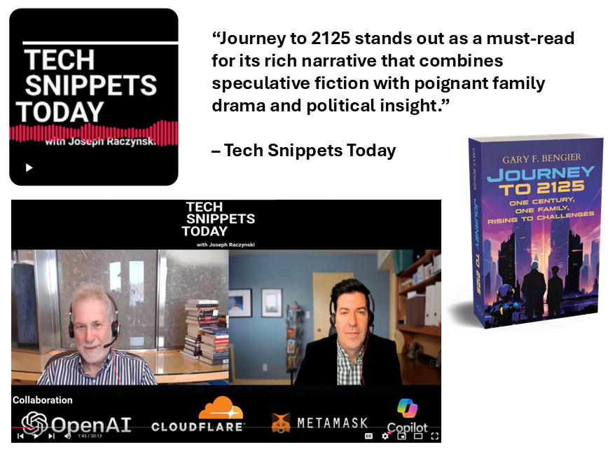 GaryFBengier's tweet photo. My podcast interview with Joe (Joseph) Raczynski, Tech Snippets Today, also just dropped on YouTube. Joe loves to explore these topics in depth. A fun discussion! https://t.co/FYjDuDMC5l
And find my new novel as a last-minute stocking stuffer at https://t.co/hYzjTlgWu4... https://t.co/5x7fK2qzTf