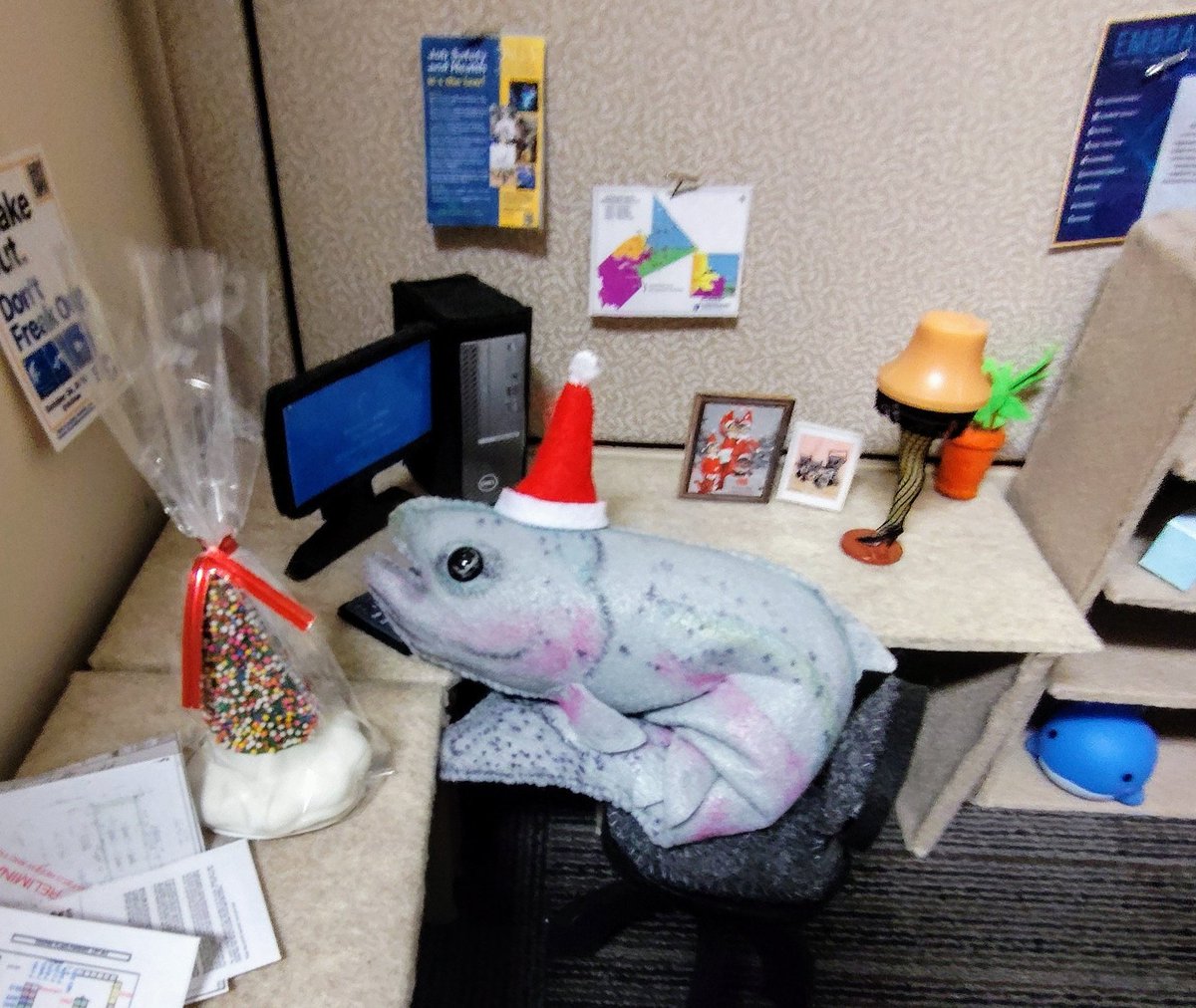 WonkyFelt's tweet photo. Really wanting to dig into this mystery office treat! #BringYourTroutToWorkDay https://t.co/rOKM1BXgJw