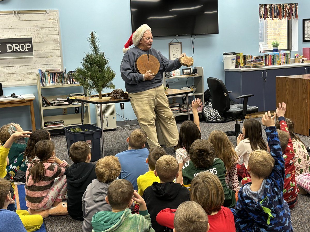 2nd grade students are in the #CKLA Cycles of Nature unit! This week, we learned about the life cycle of trees &amp; had the chance to listen to Denny Carlson from Carlson Tree Farm talk all about his family tree farm, teaching &amp; making us laugh all at the same time! #IFACadetPride