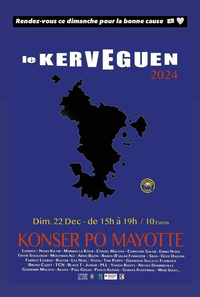 Les réunionnais, un concert est organisé pour récolter des fonds pour Mayotte !!
Des bons artistes et c’est pour la bonne cause⬇️⬇️
