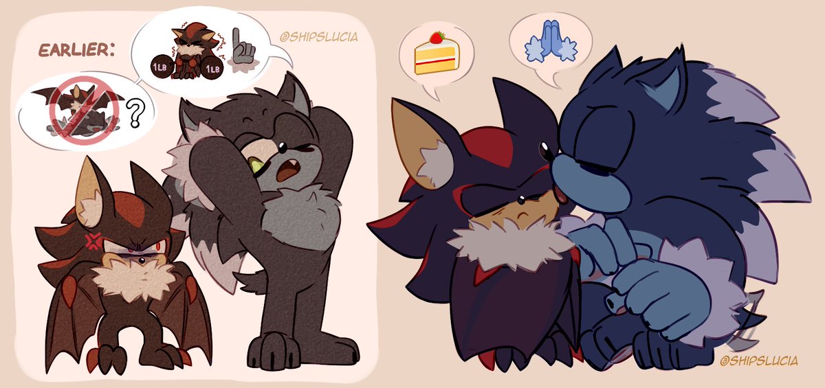 ShipsLucia's tweet photo. I'm glad that you liked them, cause I wanna do some more silly things with them!
#Sonadow #Werehog #Bathog https://t.co/G1sZRtFBBS