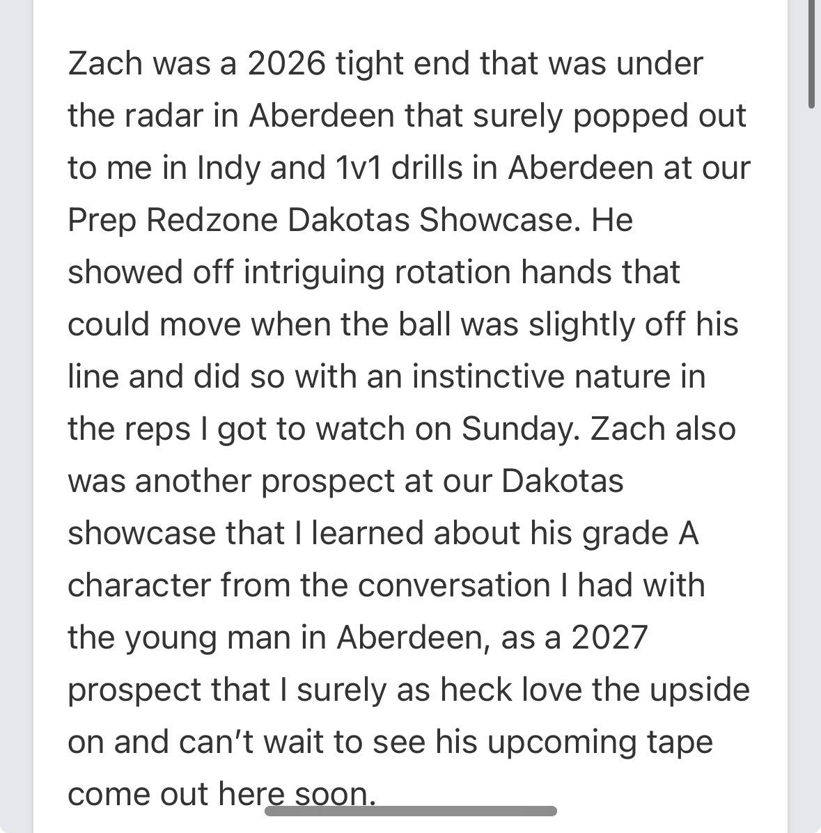 I had a great time at this showcase! Thank you <a href="/NWahlScouting/">Nate Wahl</a> for the write up at <a href="/PrepRedzoneDAK/">Prep Redzone Dakotas</a>