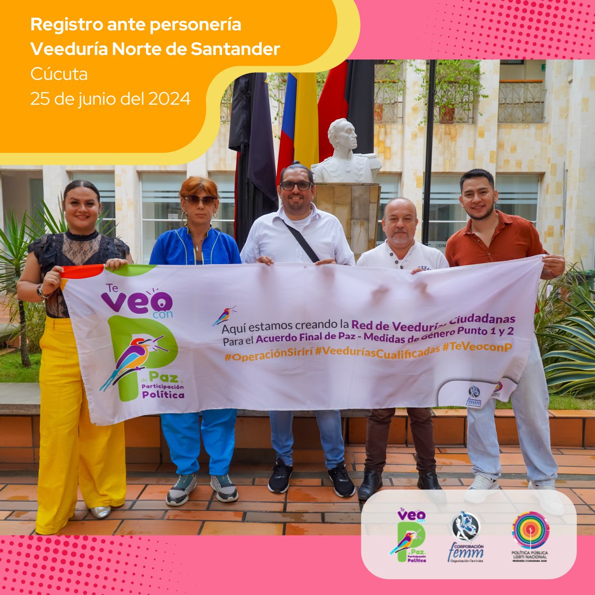 redteveoconp's tweet photo. 📅 El 25 de junio de 2024, en la Personería de Cúcuta, la gobernanza de Norte de Santander registró oficialmente la Veeduría Ciudadana Te Veo con P de Paz y de Participación Política del Departamento de Norte de Santander 🙌, consolidando la participación ciudadana. https://t.co/KGQiw2tjbE