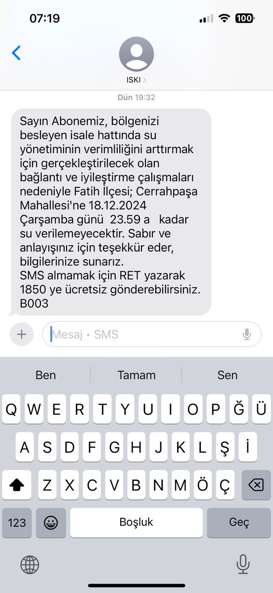 Saat 7.20 ve hala sular kesik <a href="/iski_destek/">İSKİ Destek</a>