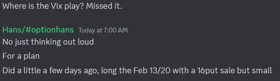 raaaaaaaasdpdp's tweet photo. @HansCashFlow cmon Hans! I am in the discord. You didnt have the VIX play. You were just thinking about it for january. You didn't expect this selloff at this time. love your work but...cmon! https://t.co/HGzHRGAFhq