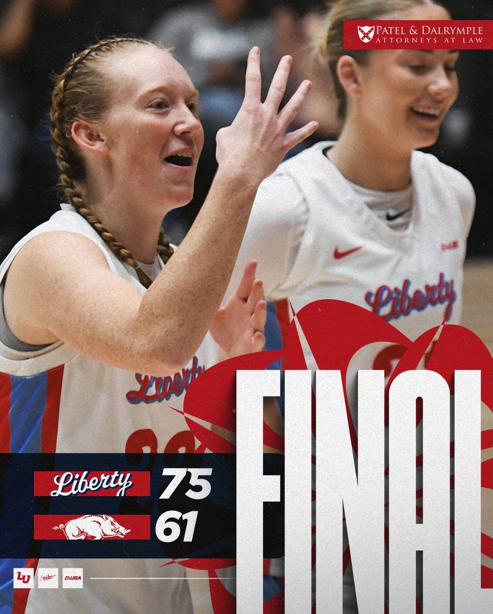 LibertyWBB's tweet photo. It just meant more. On to the championship game! #OneBody

Final score presented by Patel &amp; Dalrymple: https://t.co/wyq4p9TqYM https://t.co/pKx76u39Vo