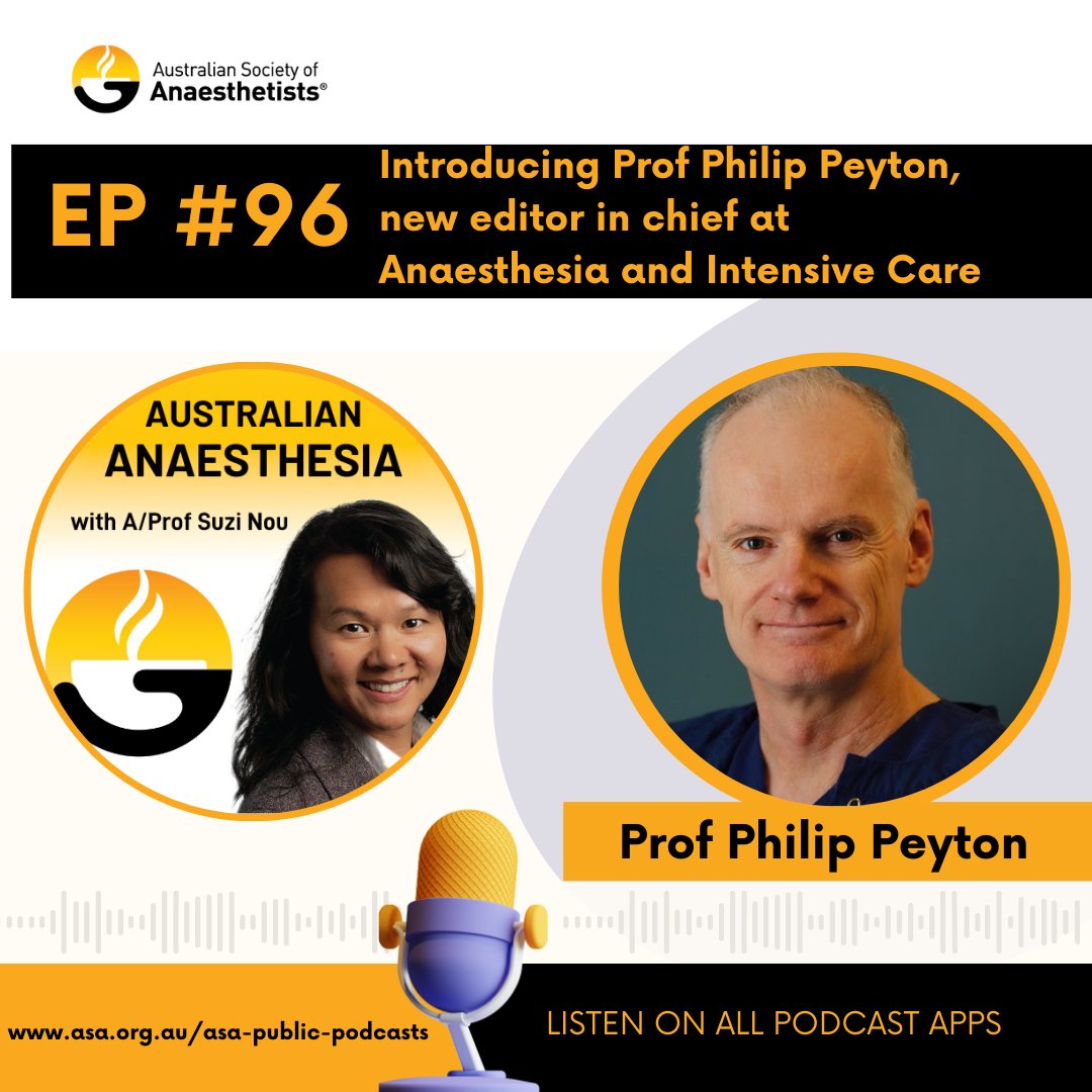 The Australian Society of Anaesthetists (@asa_australia) on Twitter photo 🎧 New episode for 2025! 🎧Prof Philip Peyton joins Assoc Prof <a href="/snouzin/">A/Prof Suzi Nou @snouzin.bsky.social</a>! As the new Editor-in-Chief at Anaesthesia and Intensive Care (AIC), the journal published by the ASA he discuss behind-the-scenes workings of the journal.👉 Listen to Ep 96: ow.ly/ebgu50U5NMN 🎧 New episode for 2025! 🎧Prof Philip Peyton joins Assoc Prof <a href="/snouzin/">A/Prof Suzi Nou @snouzin.bsky.social</a>! As the new Editor-in-Chief at Anaesthesia and Intensive Care (AIC), the journal published by the ASA he discuss behind-the-scenes workings of the journal.👉 Listen to Ep 96: ow.ly/ebgu50U5NMN