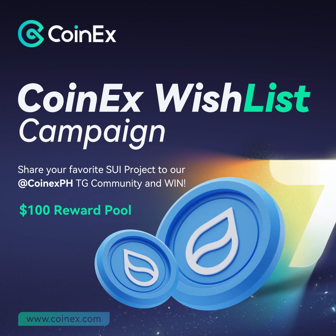 RobViaBTC's tweet photo. CoinEx WishList Campaign!💫

Do you have a favorite $SUI project not listed on #CoinEx yet? Share your pick and WIN!💰

Here's how to join:
1. Like and RT this post
2. Share your favorite token on our TG Community
👉https://t.co/ArOBF4bFAG 
3. Tell us why it deserves the spotlight 
4. Don't forget to add hashtags #CoinEx #Wishlist 

💰 Win your share of $100 worth of $SUI if your favorite token tops the community Wishlist!

#Crypto #Giveaway #CoinEx7ogether #SUI @coinexcom