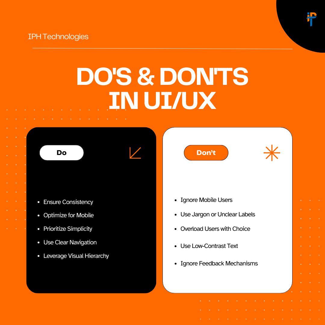 iphtechnologies's tweet image. Here’s a cheat sheet of the do’s and don’ts to keep your designs user-friendly.
Visit - iphtechnologies.org/ui-ux-design
#DesignForUsers #UIUXBasics #UXPrinciples #WebDevelopment #DesignTipsAndTricks #CreativeDesign #UsabilityTesting