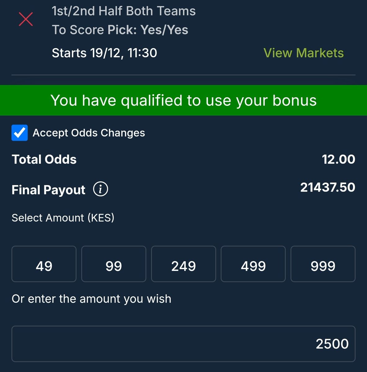 BETTING_MAFIA's tweet photo. BTTS BOTH HALVES
12 Odds
👇
https://t.co/eF1N4lbdIU
👆
Click here to place bet https://t.co/bGm3ObMgmG