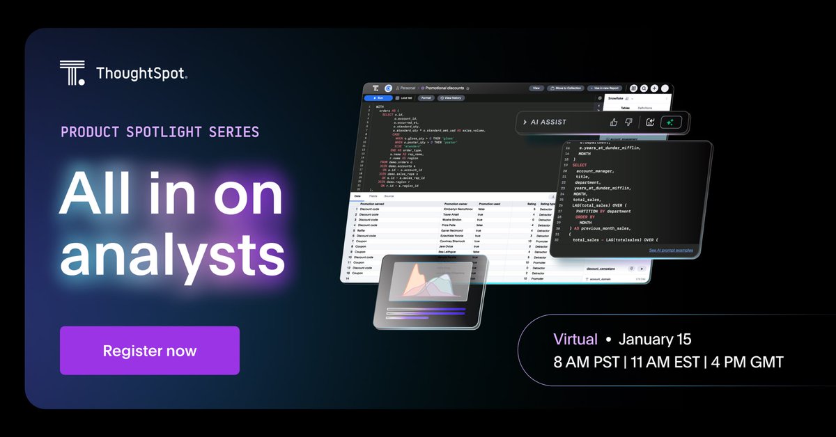 Early Nov we launched our AI Agent for Analytics (lnkd.in/gijZvrbw). But there is more ! Team <a href="/thoughtspot/">ThoughtSpot</a> is moving at the speed of AI and we are ready to GA our next big thing - ThoughtSpot Analyst Studio to empower every Analyst to become a Business catalyst. 

Now you